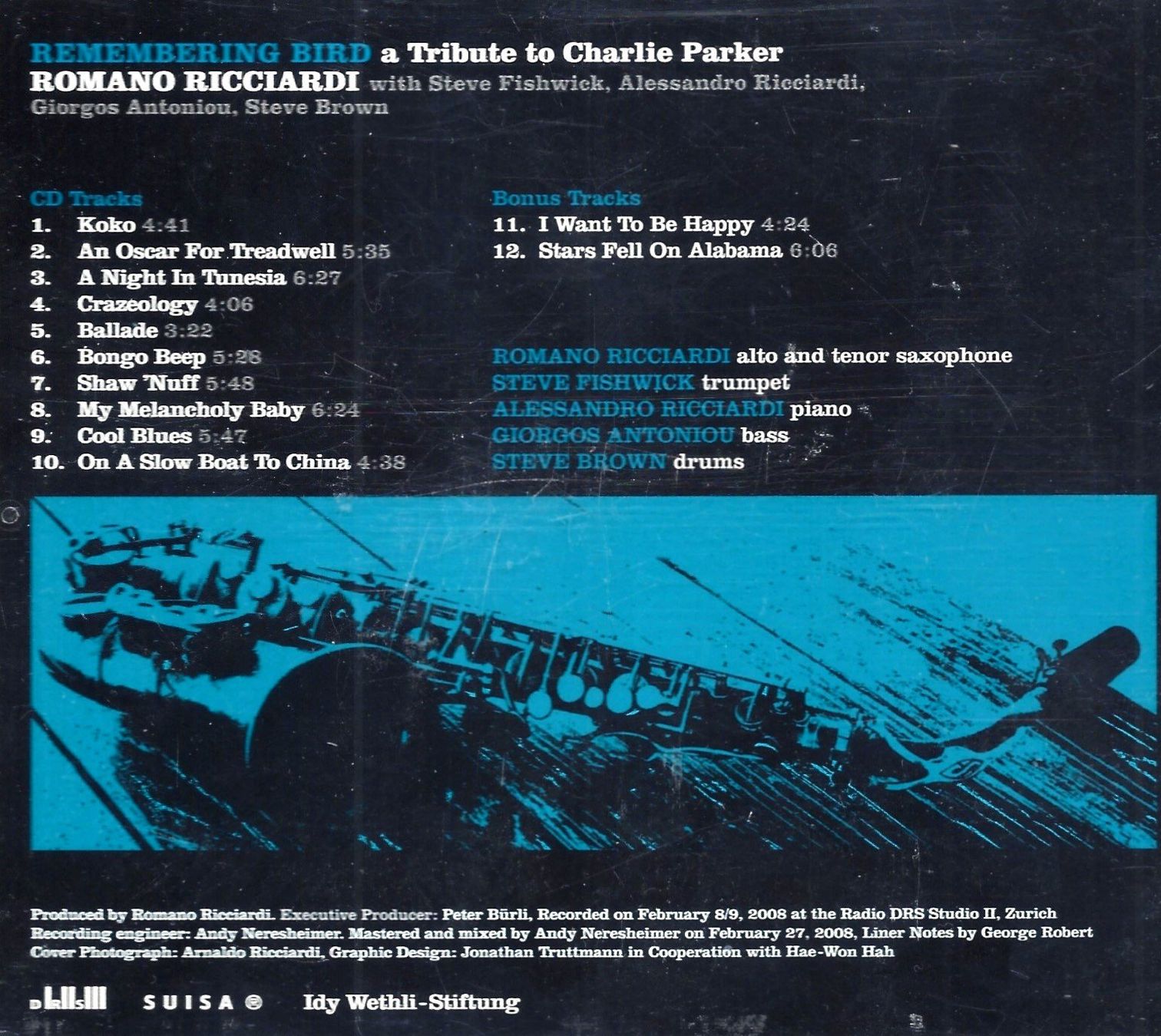 CD: Romano Ricciardi REMEMBERING BIRD Steve Fishwick Jazz CD – Usato da Kandergrund venduto da Sososo 1