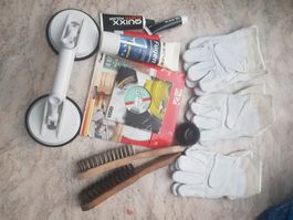 Werkstatt-Set: Saugnapf, Bürsten, Handschuhe u.v.m!