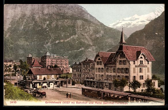 Ansichtskarten: Grindelwald, Bahnhof und Hotel Bahnhof-T – Gebraucht aus Berlin von bartko-reher
