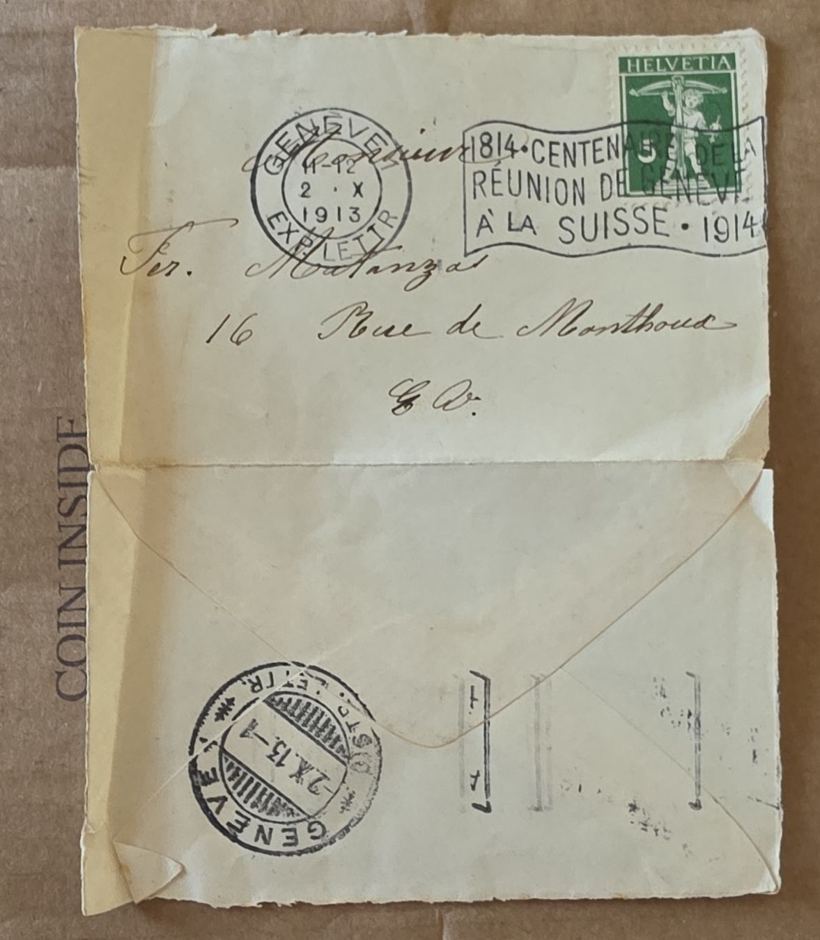 Buste & buste per spedizione: Enveloppe affranchie 11.12.1913  – Usato da Morges venduto da Yavob 2