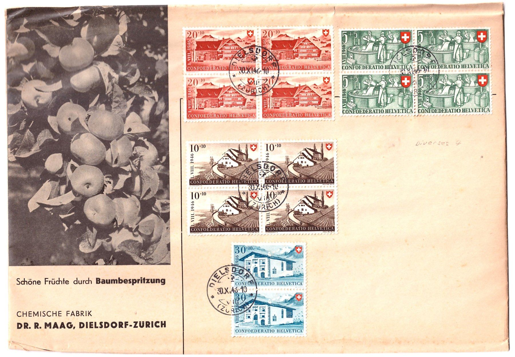 Tous les timbres: ZWEI BRIEFE MIT 4ERBLOCKS – D'occasion à Dübendorf par Piero2 1