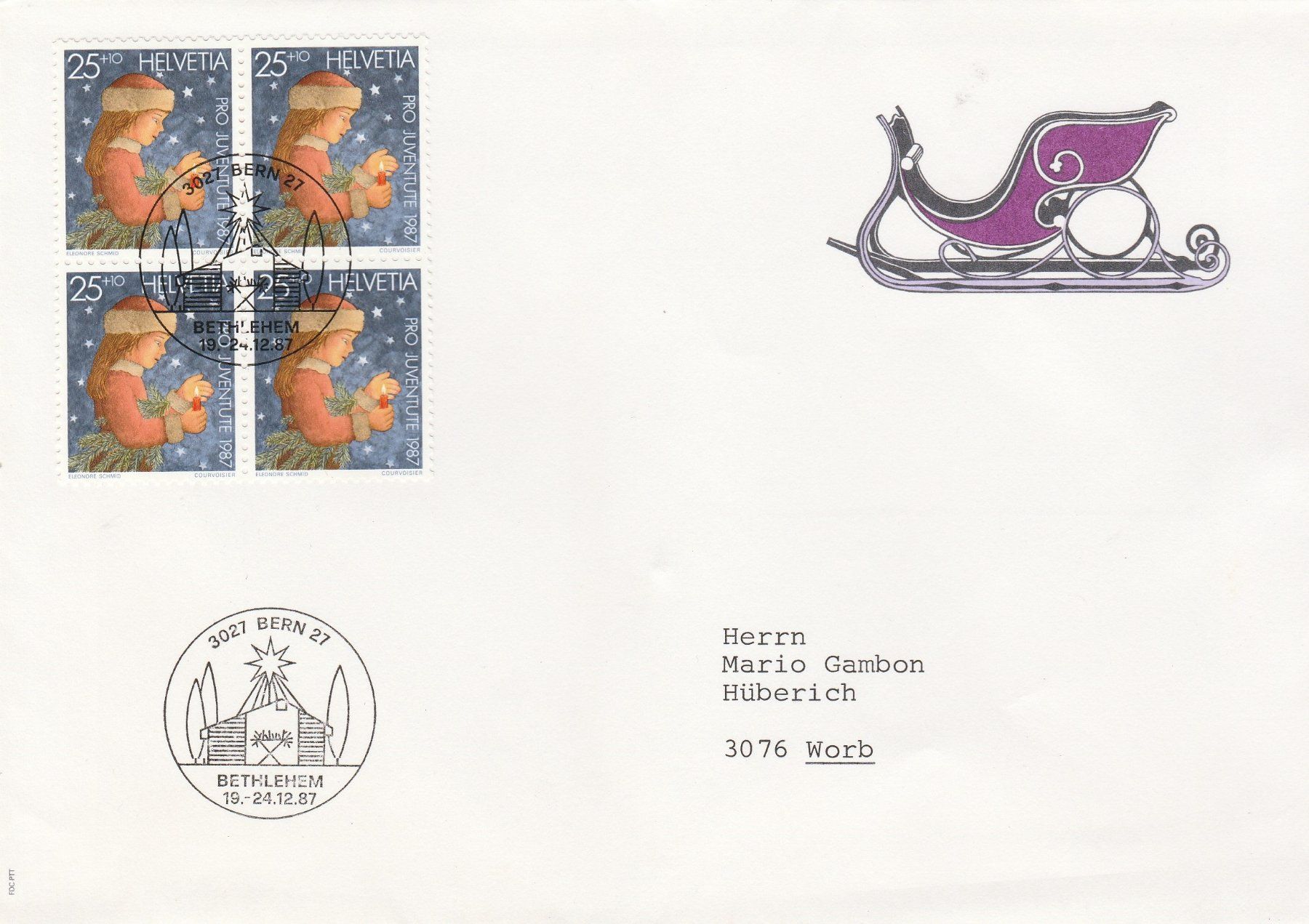 Tous les timbres: Pro Juventute Weihnachtsmarke 1987 FDC – Neuf (Voir description) à Castiel par mc2017