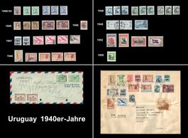 Uruguay 2 Luftpostbriefe + Briefmarken 1940 - 1952