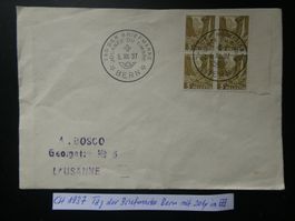 CH 1937 erster Tag der Briefmarke Bern mit Nr. 201y im Block