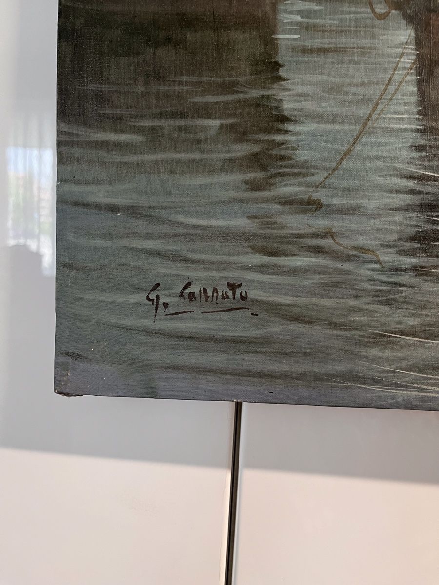 Foto & Immagini: Gemälde Fischerboote Mondnacht – Usato da Zürich venduto da Juancarlos1 1