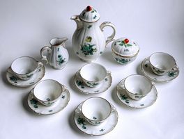 Nymphenburg*Kaffeeservice*grüne Blume*für 6 Personen*****
