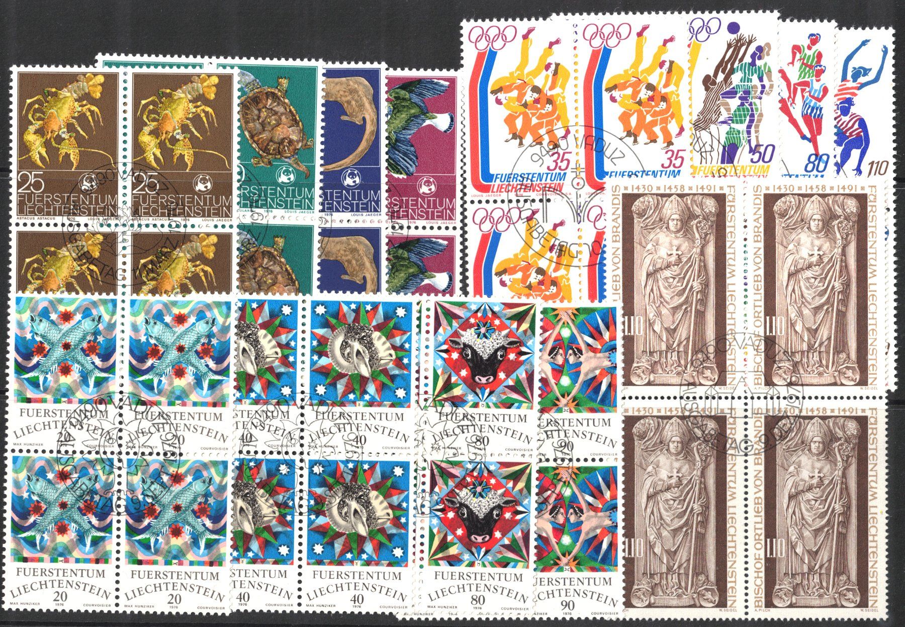 Tutti i francobolli: 1976    Satz   4 - Block  Liechtenstein       postfrisch – Nuovo (secondo la descrizione) da Mellingen venduto da Ginger