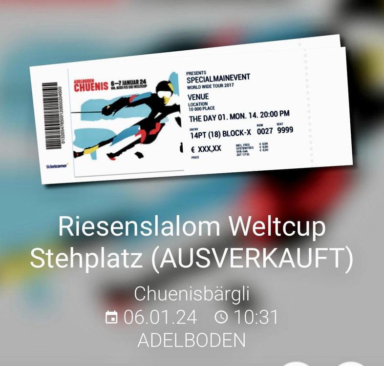 ! SAMSTAG Ticket Riesenslalom Weltcup Adelboden 2025 ! Kaufen auf