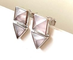 Ohrringe Ohrstecker rosa Chalcedon eckig quadrat 925 Silber