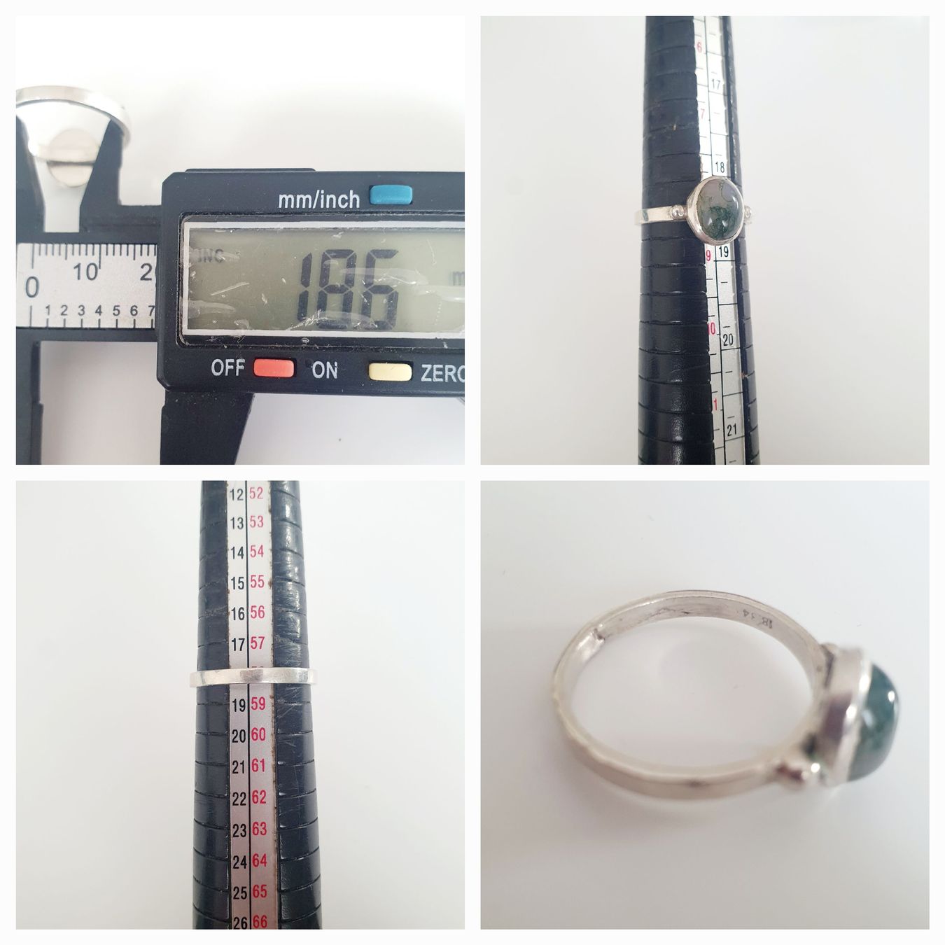 Anelli: Silberring 925 mit Moosachat Edelstein Ring Gr. 18.6 mm – Usato da Kreuzlingen venduto da Wunderkiste123 9