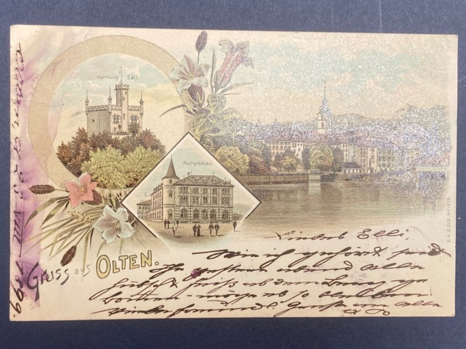Cartoline postali: Gruss aus Olten - Jahr 1899 – Usato da zürich venduto da papalapa 1