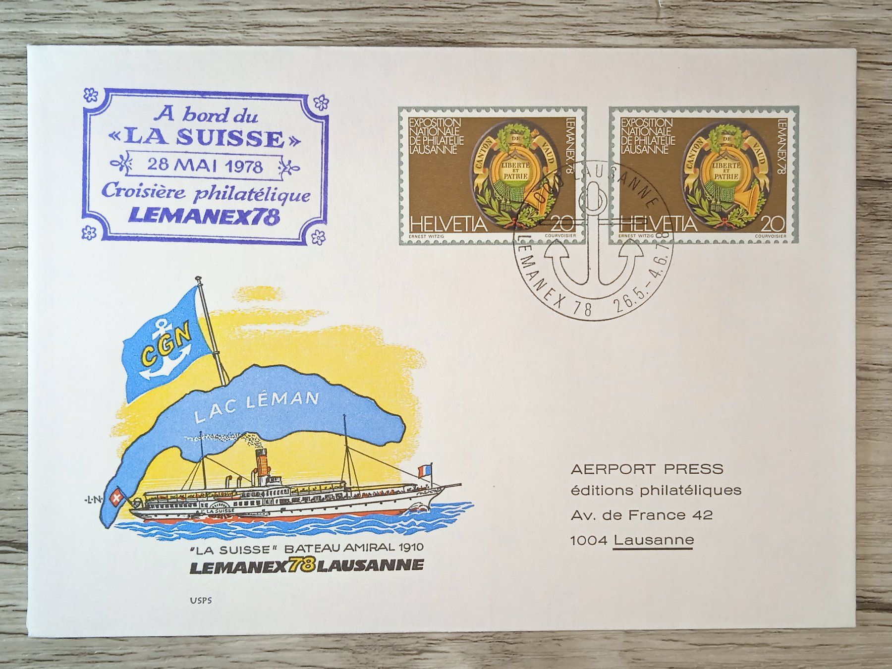Tutti i francobolli: TR54 Enveloppe + Timbre Suisse 1978 – Usato da Cousset venduto da Patrick_Collections