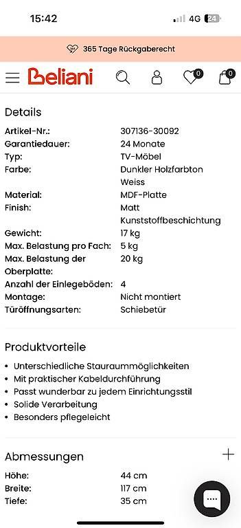 TV Möbel: TV-Möbel BUFFALO Braun / Weiss – Gebraucht aus Frauenfeld von Kim_M. 3