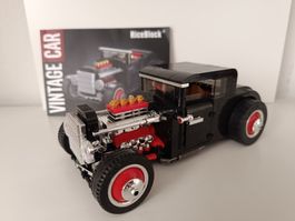 Vintage Car Klemmbaustein Set Hot Rod, mit Chrom-Teilen