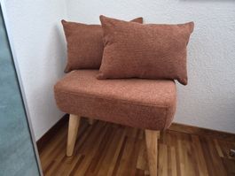 Polsterhocker/Fusshocker Terracotta mit 2 Kissen - neuwertig