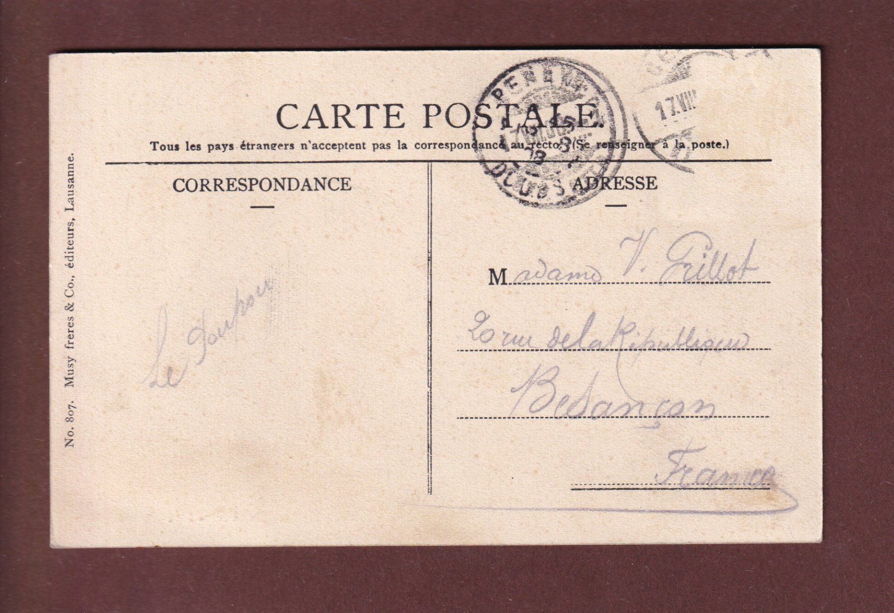 Cartoline postali: GENEVE - Les Ponts - Marché - 1908 – Usato da Pully venduto da nicecards 1