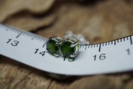 Chrom Diopside   Rund  5mm  Grün   Ohrstecker   925 Silber