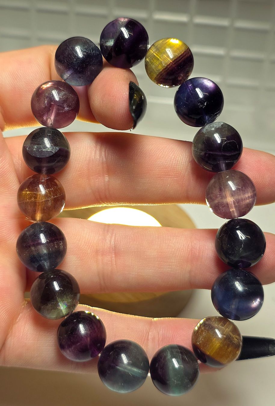 Minerali & Pietre curative: Regenbogenfluorit Armband E 12.8mm – Nuovo e nell'imballaggio originale da Matzingen venduto da Shay_Crystalz 1