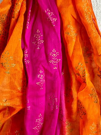 Feiner indischer Schal orange-pink