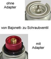 Gaskartuschen Adapter Bajonett- zu Schraubventil