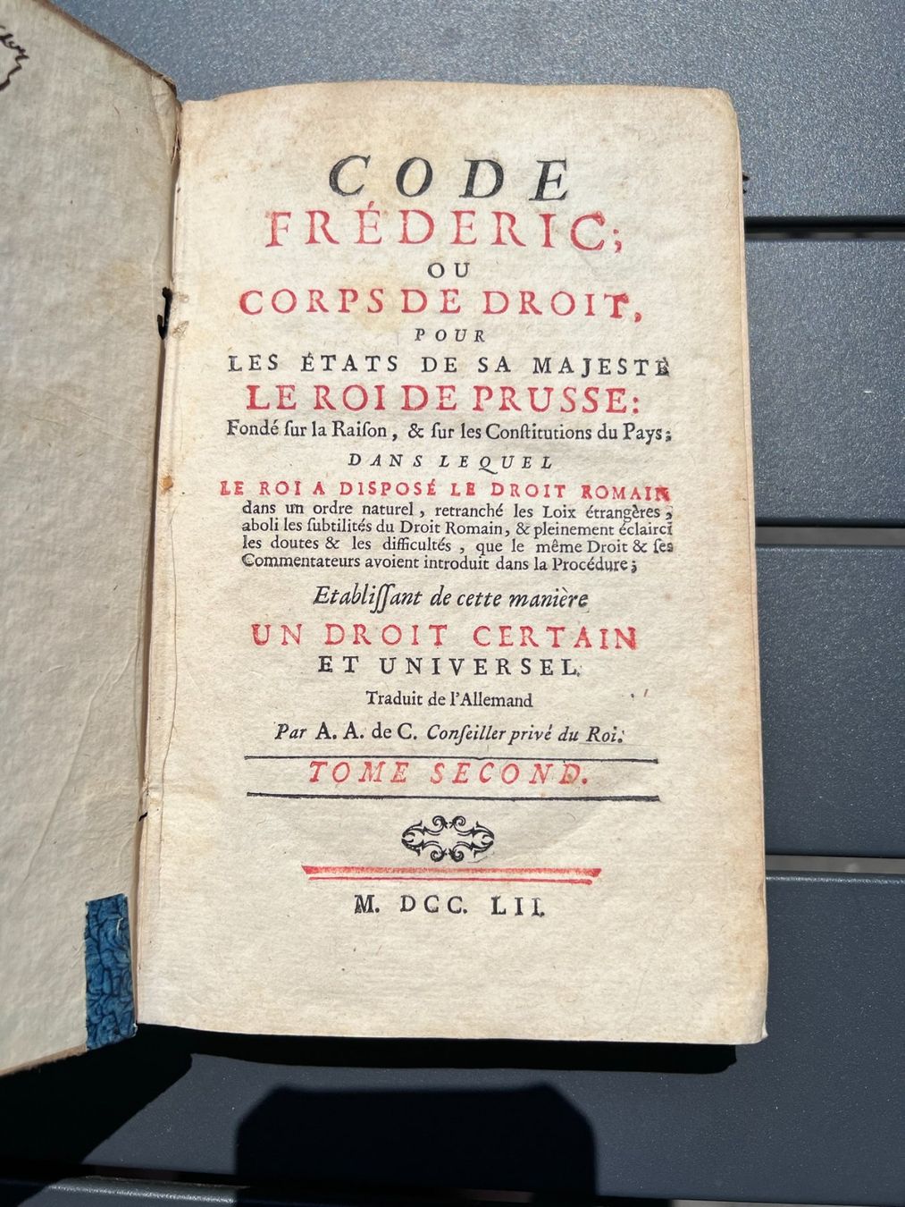 Libri: CODE FRÉDÉRIC, ou Corps de Droit, 1751/52, complet – Usato da Ebikon venduto da altiplano 5