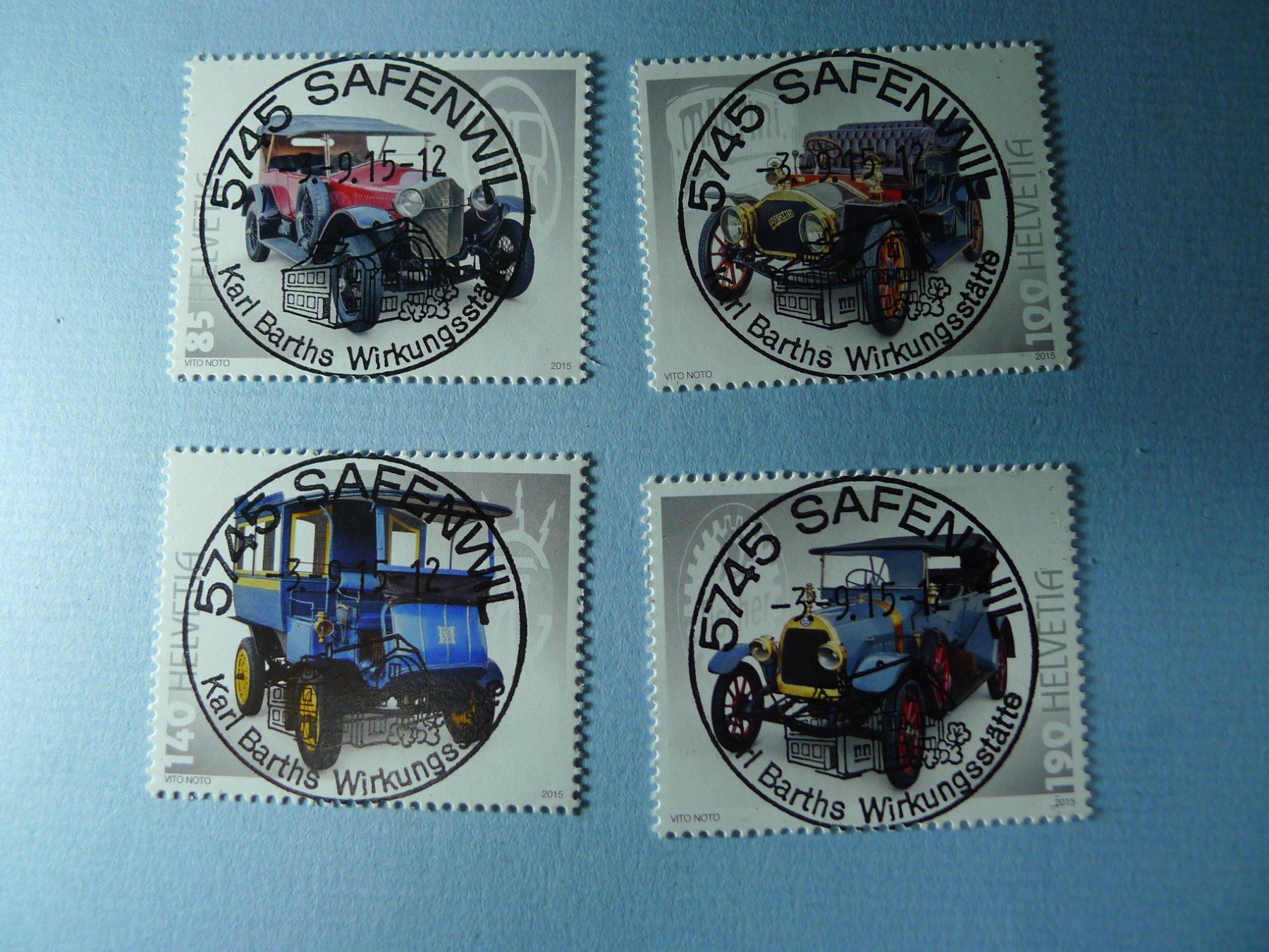 Tutti i francobolli: 2015  Schweizer Automobile ET Voll. 1556-1559 ORT – Usato da Dagmersellen venduto da sli72