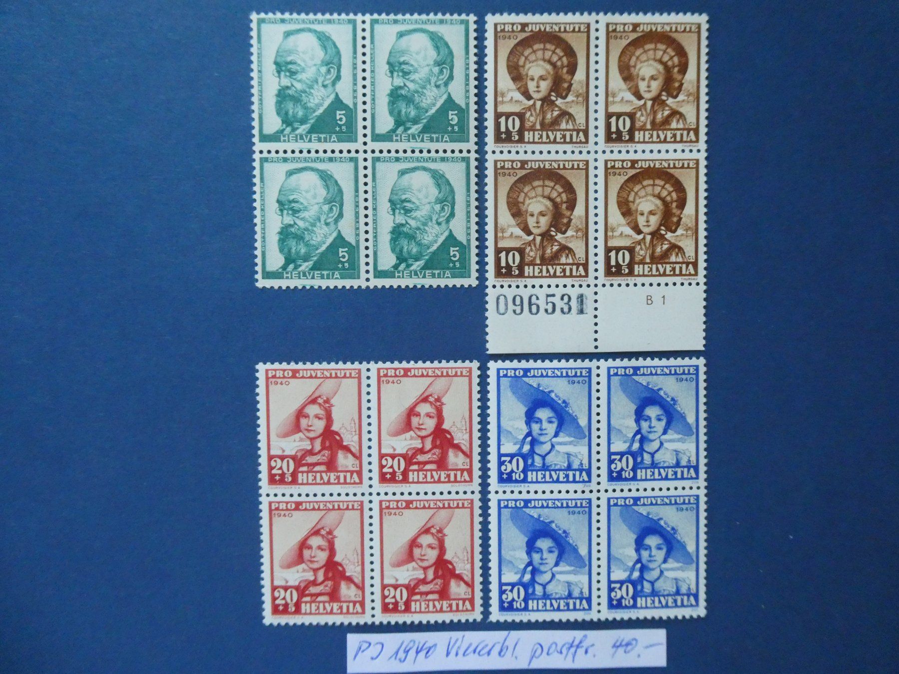 Tous les timbres: PJ 1940 postfrische ** Viererblöcke – D'occasion à Lausen par Herbamare01