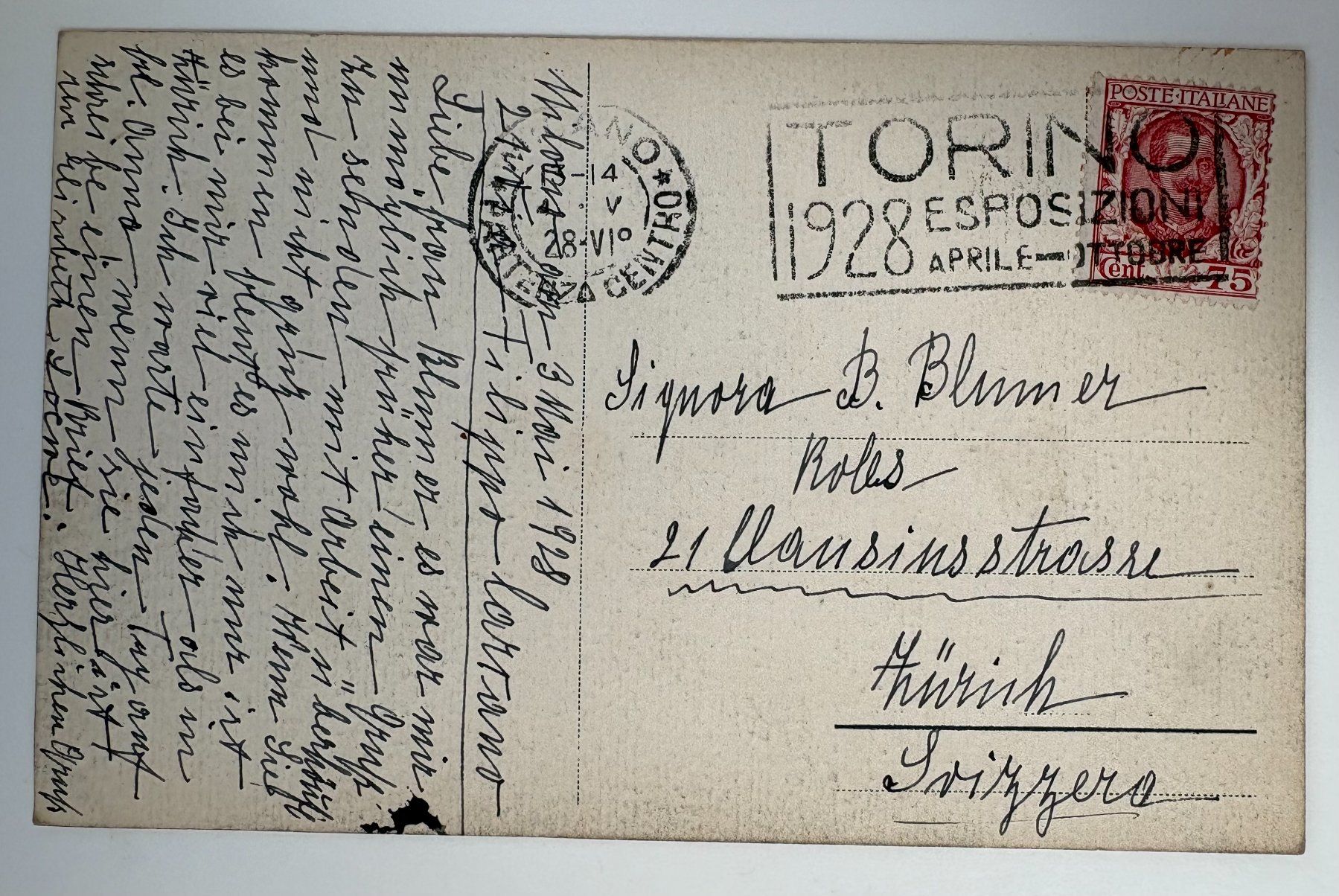 Ansichtskarten: ANSICHTSKARTE MILANO 1928 – Gebraucht aus Ostermundigen von Wyatt-Earp 1