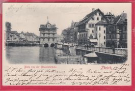 PRÄGE-RELIEFKARTE,ZÜRICH,BLICK VON DER MÜNSTERBRÜCKE,12.8.00