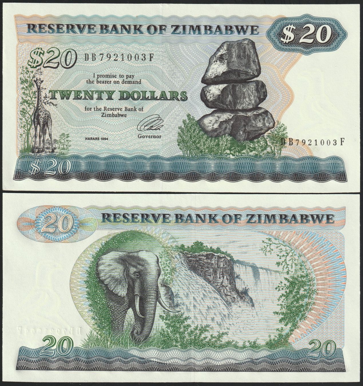 Banconote: Zimbabwe 20 Dollars UNC 1994 – Nuovo (secondo la descrizione) da Naters venduto da Radman