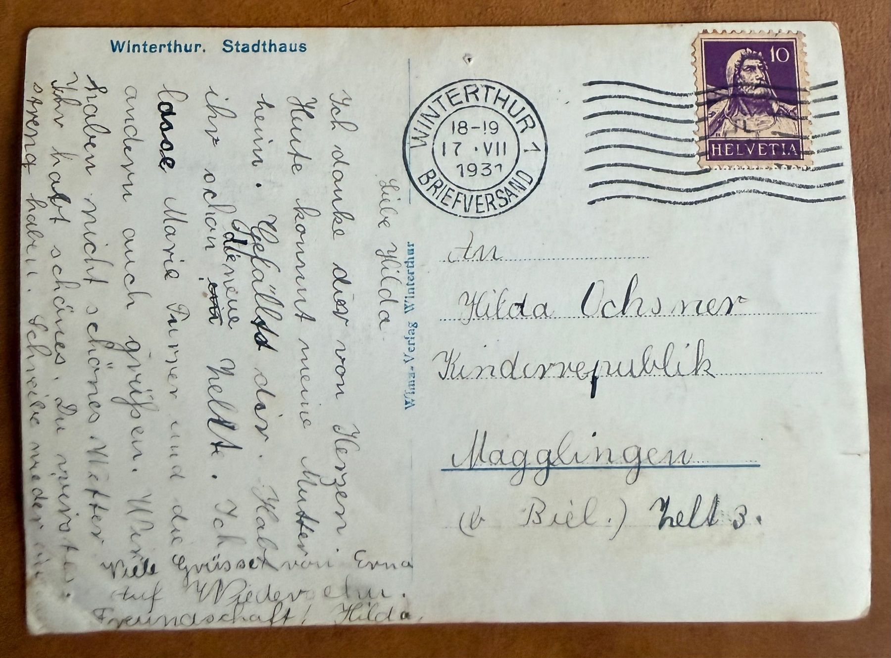 Cartes postales: Winterthur - Stadthaus 1931 – D'occasion à Lutry par Ediego 1