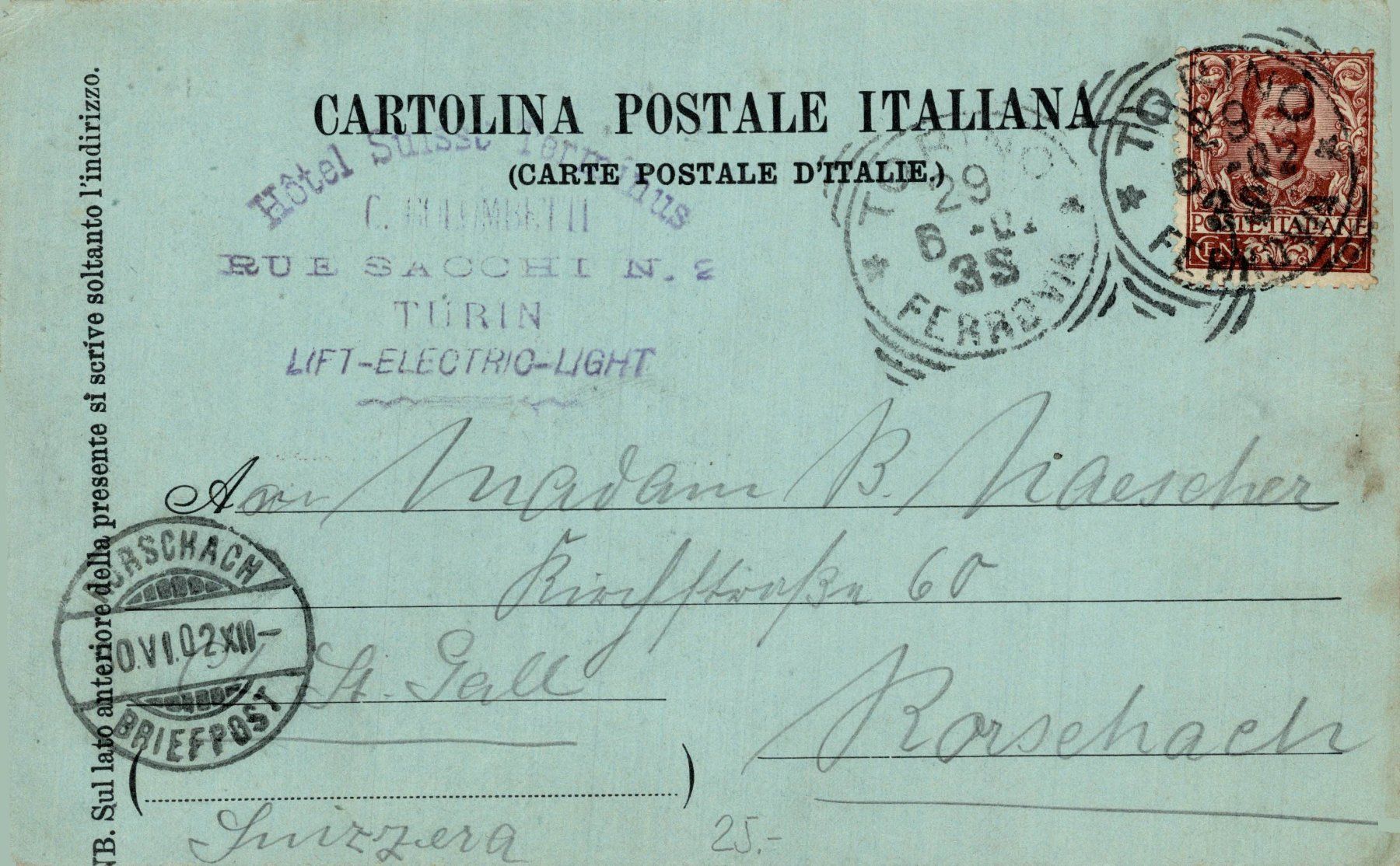 Cartoline postali: Collina di Superga. Turin – Usato da Bronschhofen venduto da Astore 1