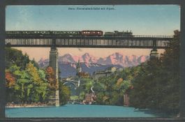 Carte P de 1917 ( Bern / Eisenbahnbrücke mit Alpen )