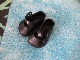 1 Paar Puppenschuhe, Schuhe Cindarella schwarz, Gr. 2, 50-er