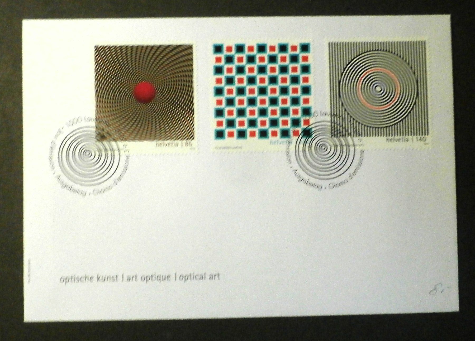 Tous les timbres: CH ERsttagsbrief Optische Kunst – D'occasion à Kehrsatz par Bernherb2