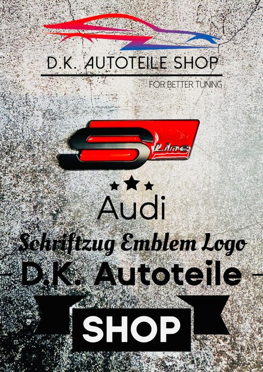 Audi S Line Emblem Schriftzug Logo NEU in Rot/Schwarzmatt