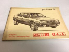 ALFA ROMEO ALFA 33 1.5 4X4 ALLEGATO USO MANUTENZIONE 11/83