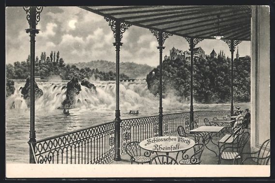 Cartoline postali: Rheinfall, Rheinfall mit Gaststätte Sch – Usato da Berlin venduto da bartko-reher
