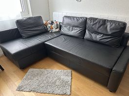 Eckbett-Sofa Friheten (Ikea), Neuwertig, schwarz