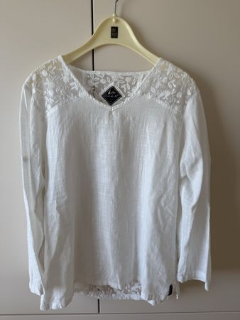 Bluse Blanc du Nil weiss mit Spitzeneinsätzen 36/38