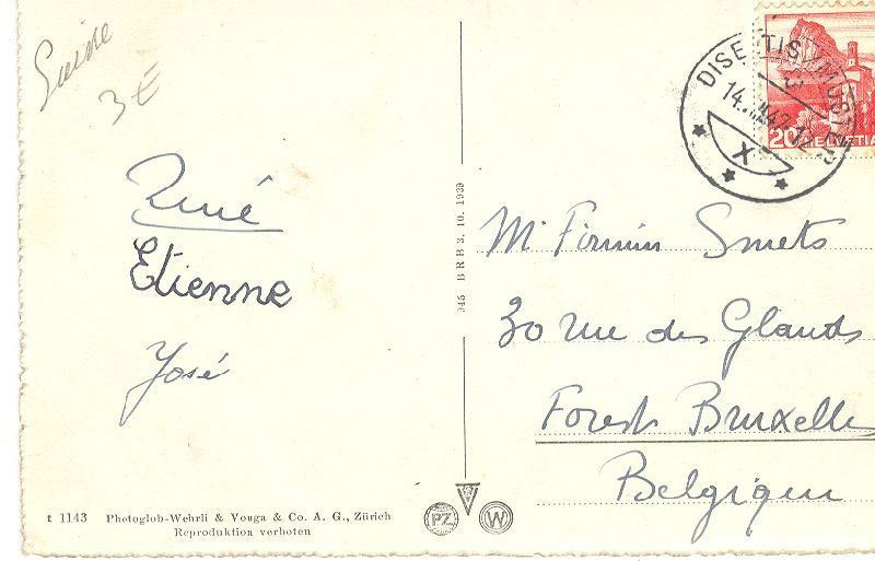 Cartoline postali: Disentis + 1947 – Usato da Emmenbrücke venduto da teestube 1