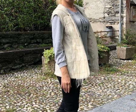 Mariella Burani Gilet lusso di lana con pelliccia naturale