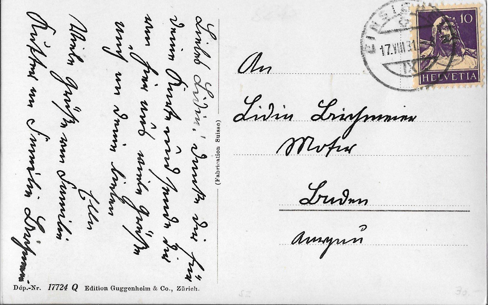 Ansichtskarten: Karte Einsiedeln mit Zeppelin 1931 – Gebraucht aus Zürich von  1