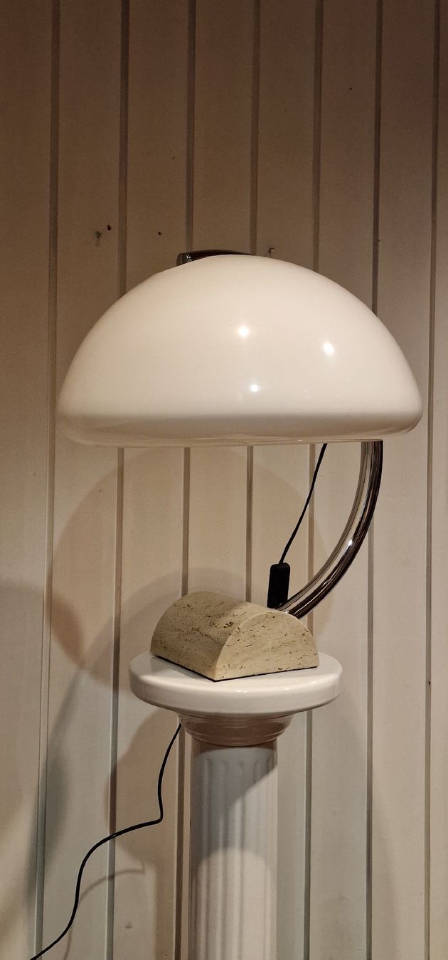 Lampade: Serpente chrome & travertine table lamp, – Usato da ZÜRICH venduto da Arte-24 3