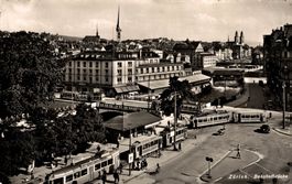 Zürich. Bahnhofbrücke, Trams