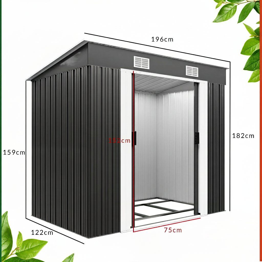 Casette da giardino & serre: Gartenschuppen Anthrazit Metall 196x122x182cm – Nuovo e nell'imballaggio originale da Winterthur venduto da aredo 1