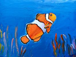 Gemälde Clownfisch Unterwasser Acryl auf Leinwand 30x40cm