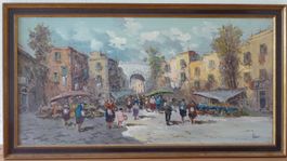 Original Ölgemälde orientalische Stadtszene 132 x 71 cm