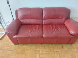 3-Sitzer sofa, rote kunstleder, guter zustand