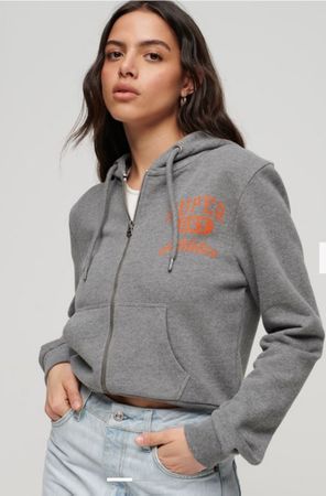 Neuer Superdry Athletic Essentials Crop Zip Hoodie, Gr. 42/L